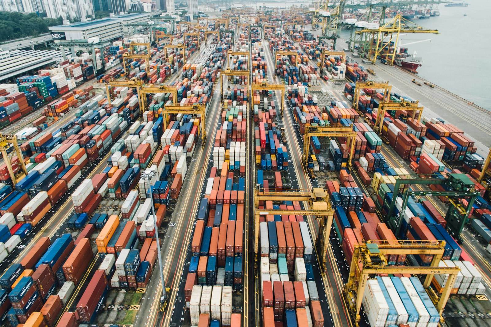 Container ship arriving at port